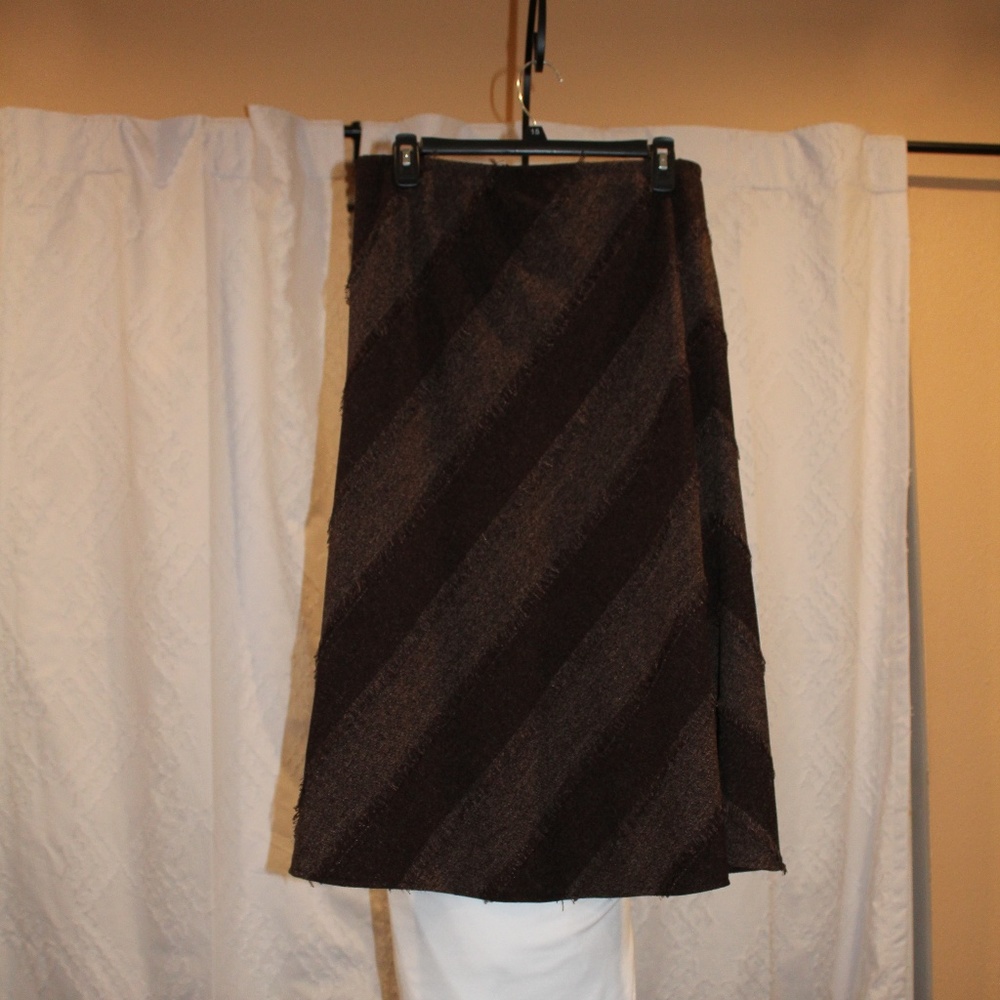 Lena Gabrielle Brown Striped Skirt lined.